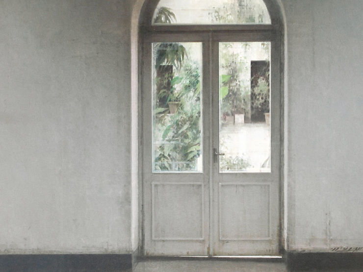 Carlos Morago - Puerta al patio - 2019 - olieverf op paneel - 40 x 30 cm