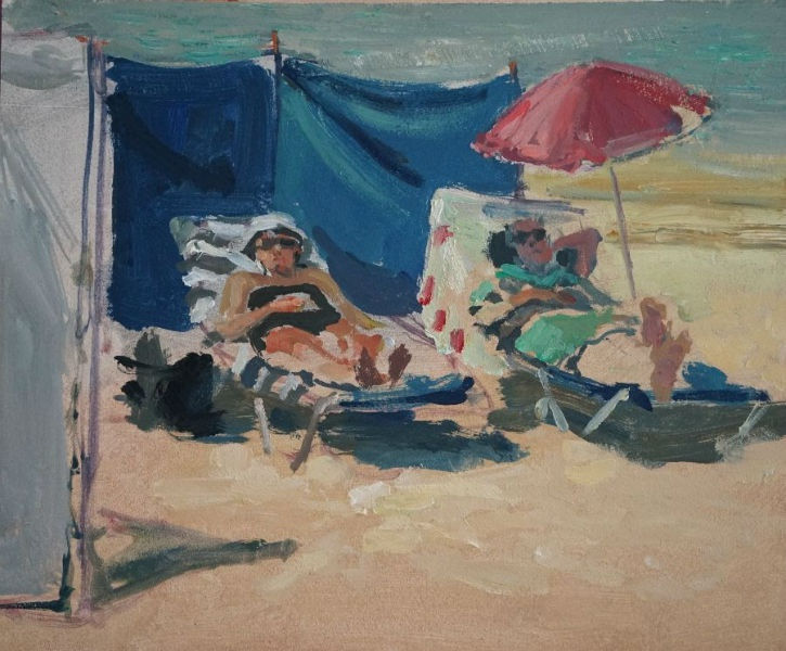 Robert Vorstman - Liggen - 2019 - olieverf op paneel - 25 x 30 cm