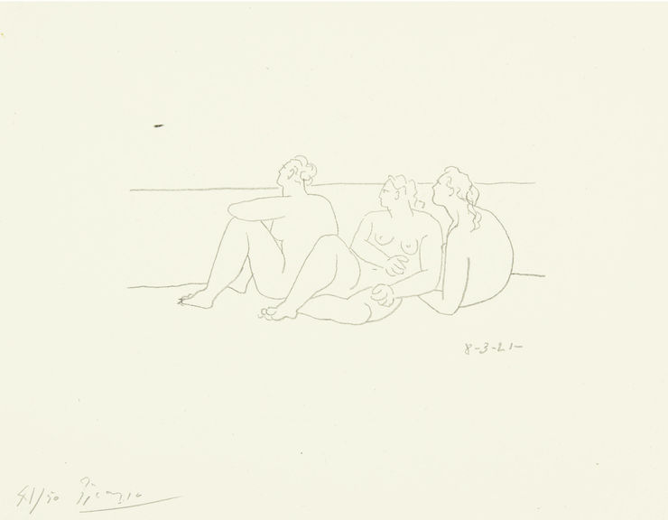 PABLO PICASSO, Sur la plage II (trois nus) (Bloch 43), 1921