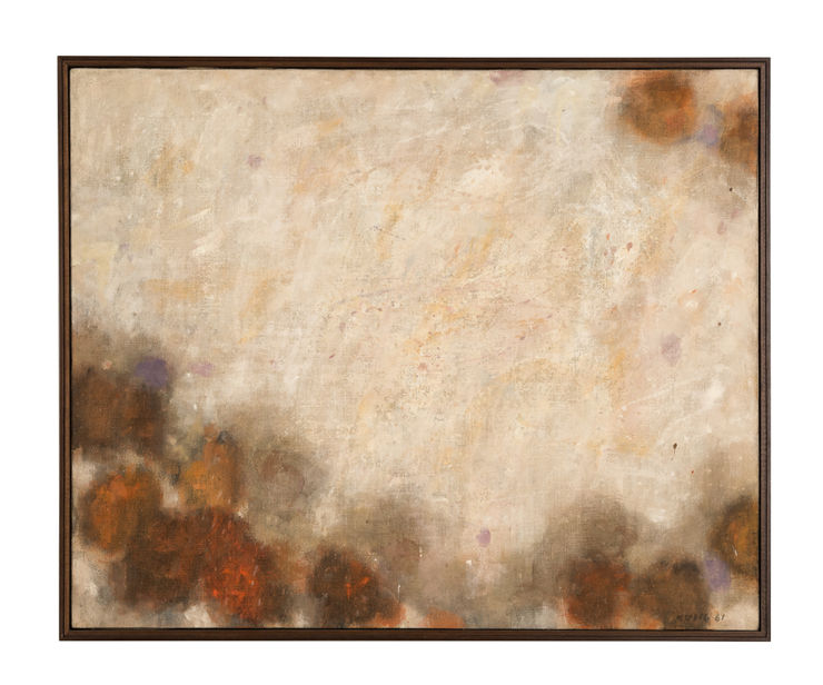 27. Nel paesaggio il vuoto, 1961, olio su tela, cm 81x100