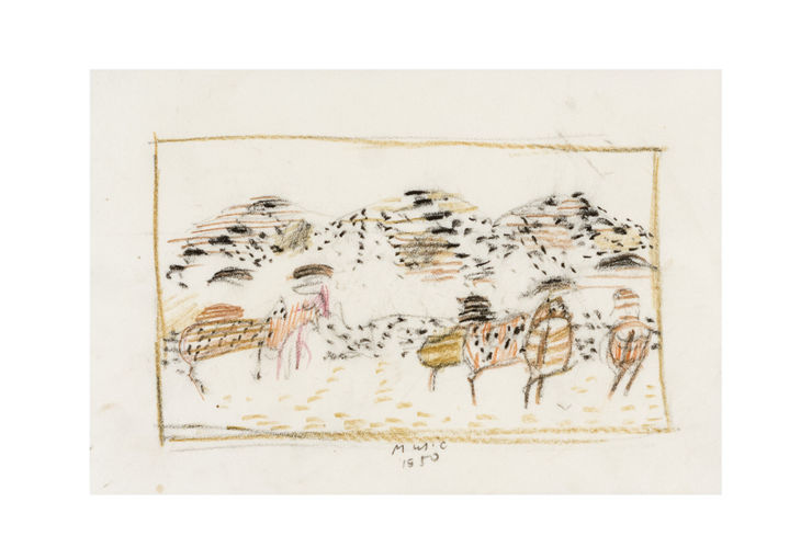 33. Asinelli, 1950, pastelli su carta, cm 14,5x22,8