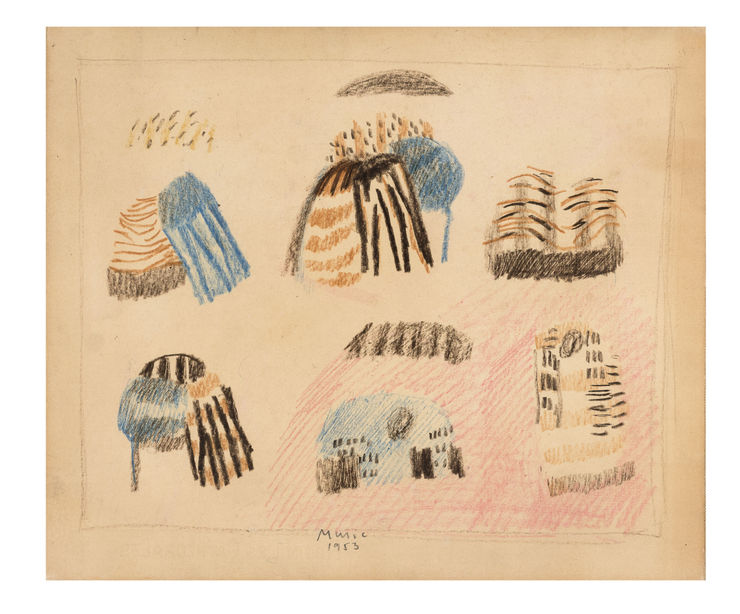 37. Les Paysannes du jeudi, 1953, matita su carta intelata, cm 28x34