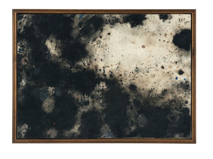 40. Nel paesaggio il vuoto, 1959, guazzo su carta intelata, cm 43x60