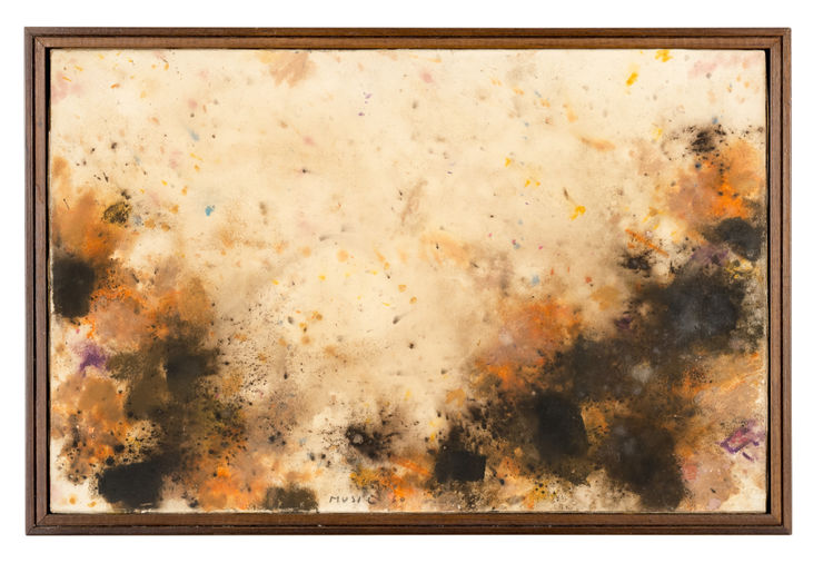 42. Nel paesaggio il vuoto, 1960, guazzo su carta intelata, cm 32x50