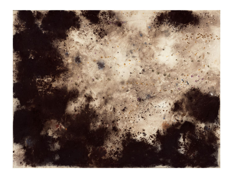 44. Nel paesaggio il vuoto, 1960, guazzo su carta intelata, cm 50x65,5