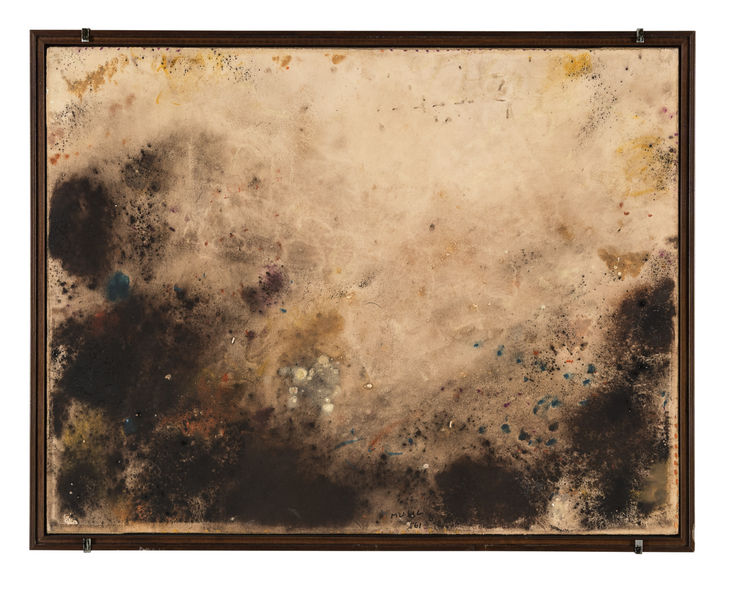 46. Nel paesaggio il vuoto, 1961, guazzo su carta intelata, cm 50x65