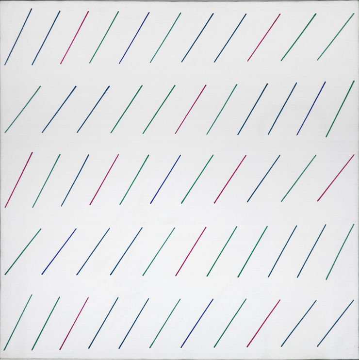 Prato - Perchè - 9 luglio 1975, 1975, acrilico su tela, cm 81x81.