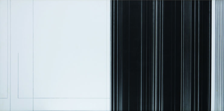 Graphie 1134, 1973, pittura su formica, cm 41X81