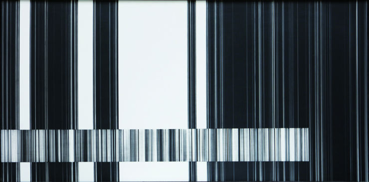 Graphie 1139, 1973, formica su pittura, cm 41X81