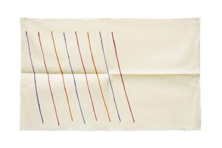 Giorgio Griffa, 96 a Linee Oblique, 1979, cm 61X99, acrilico su cotone