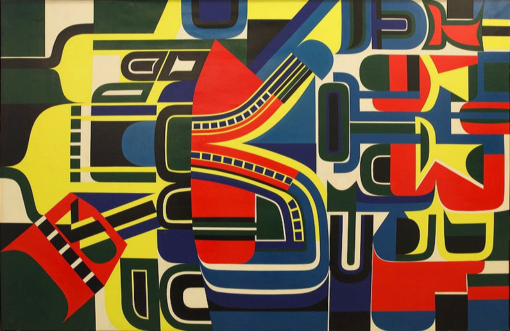 Jean Dewasne, L’or antipode, 1959, cm 130x200, smalto su tela