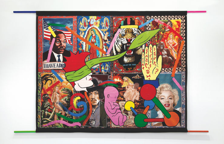 My Future is None of my Business, 1985, acrilico e serigrafia su tappezzeria, cm 270x420