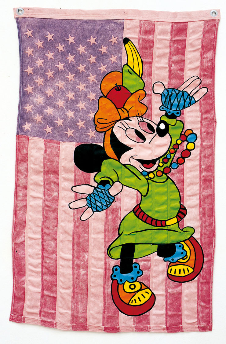 Minnie- Miranda -Madonna, 2005, acrilico su bandiera, cm 92X58,5