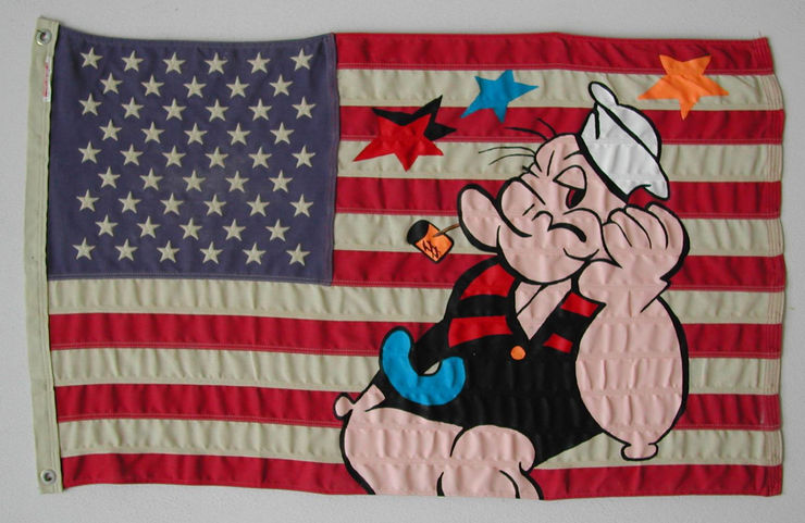 Sailor With Stars, 2005, acrilici su bandiera, cm 58,5x93