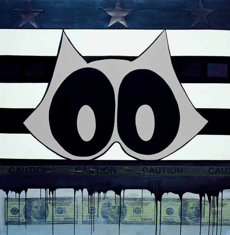 American Mask (Silver), 2008, Acrilico e collage su tela, 187x183