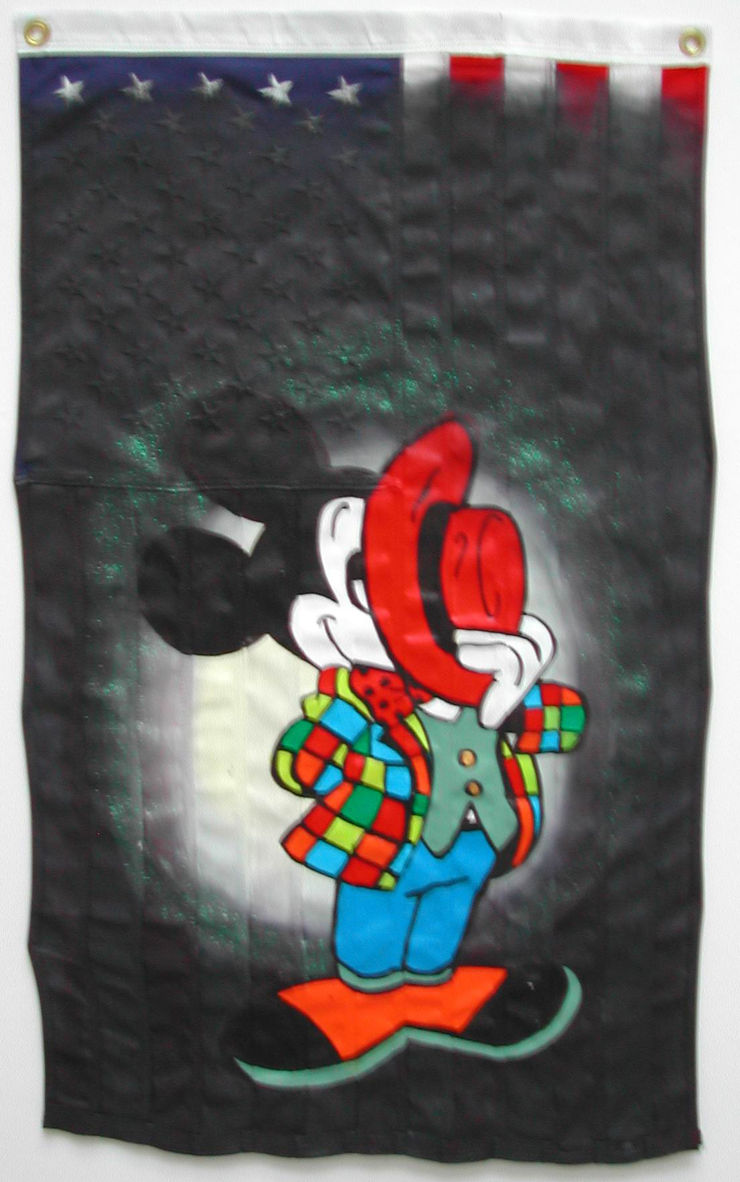 Burlesque, 2008, acrilico su bandiera, cm 96X57