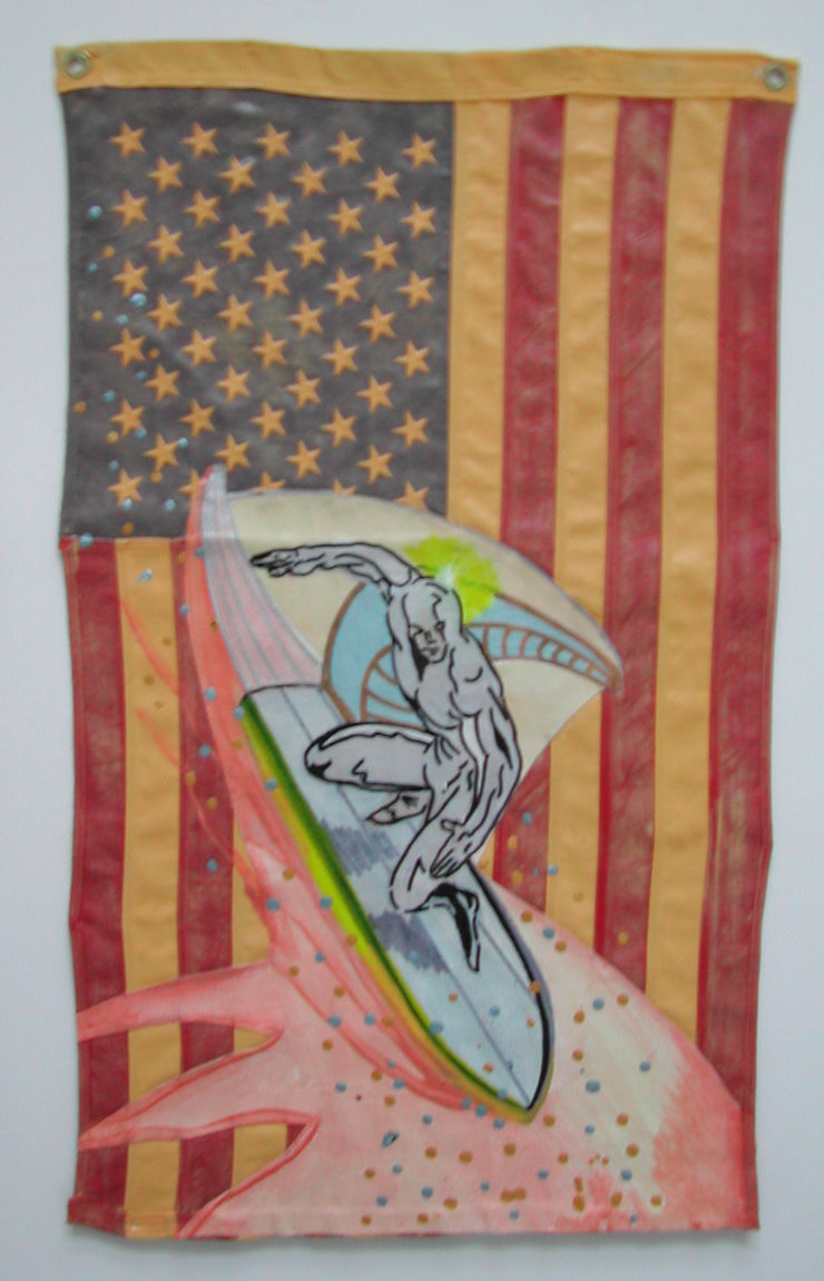 Wormhole I, 2008, acrilici su bandiera, cm 94X58