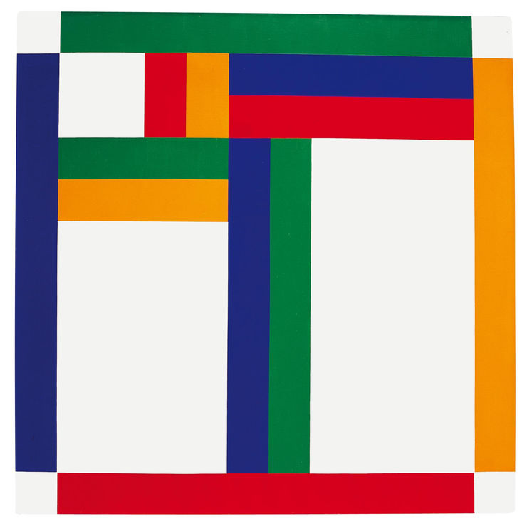 vier farben um excentrum, 1970, olio su tela, cm 120x120