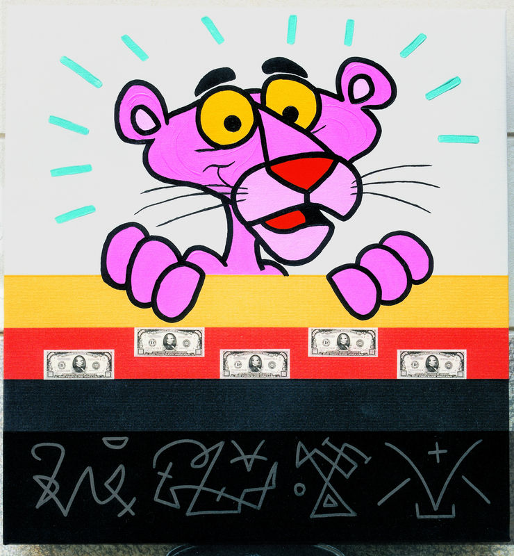 Panther Modern, 1995, acrilico e collage su tela, cm 80x75