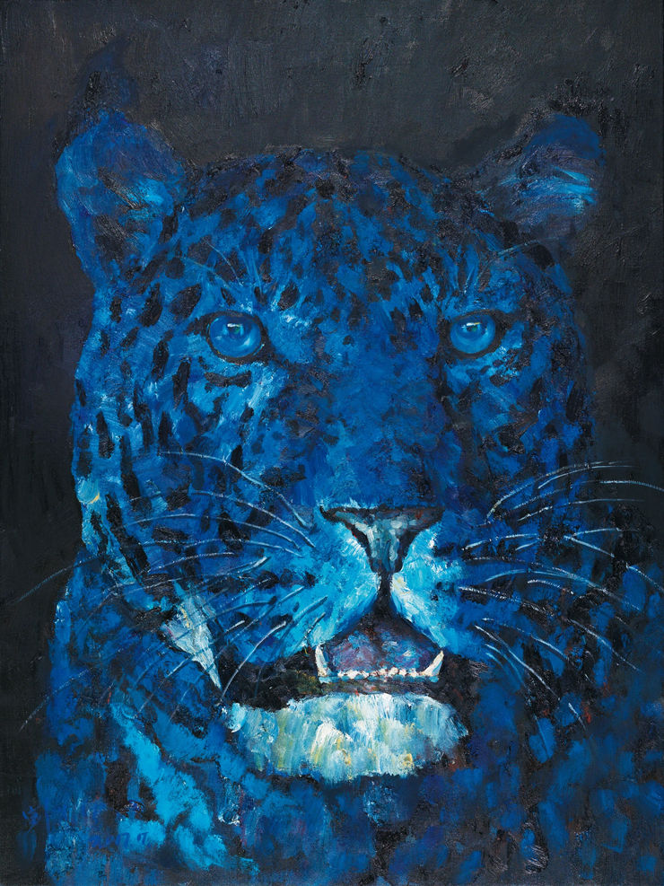 Head of a Leopard, 2017, olio su tela, cm 200x150.