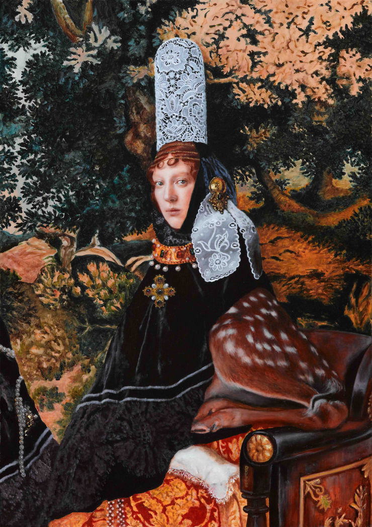 Teodora Axente, Portrait with white lace on the head, 2022