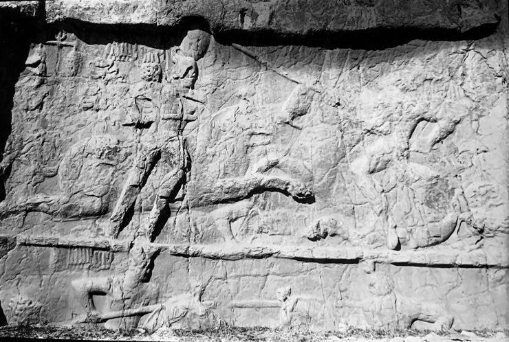 Ernst Herzfeld, Sassanid Reliefs Depicting the Equestrian Combat of King Bahram II above the Equestrian Combat of Bahram's Son, Naqsh-i Rustam, 1923-28
