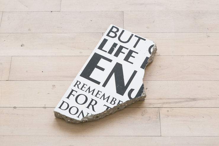 Andrew Gillespie Inspirational, 2015 Silkscreen on cast concrete 32 x 19 x 5 cm