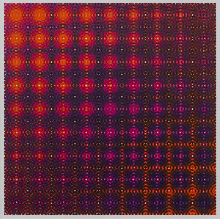 Nima Nabavi, Series 9, Artwork 3 (Orange, Pink, Purple), 2025, Archival Ink on Paper, 9 x 9 in., 23 x 23 cm, 15 x 15 x 1⅛ in. (framed), 38 x 38 x 3 cm (framed)
