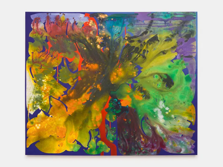 Vian Sora, Streams of lazouli, 2025, Oil, acrylic and pigments on canvas, 190.5 x 228.5 cm