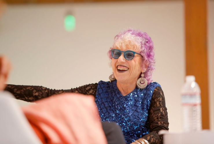 Artist Judy Chicago speaks onstage during a panel discussion in Los Angeles in September. (Rachel Murray/Getty Images For Visionary Women)