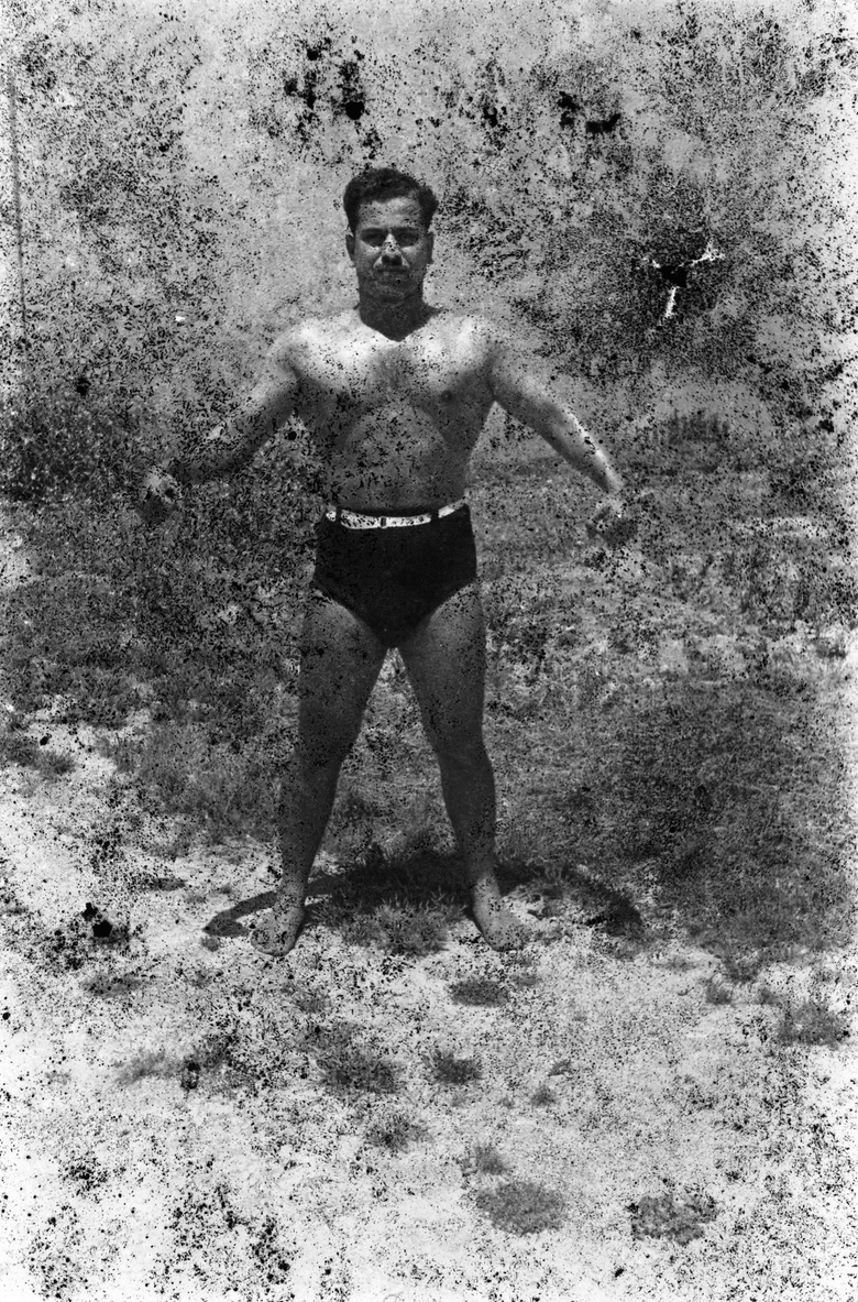 Bodybuilders, Printed From A Damaged Negative 1948