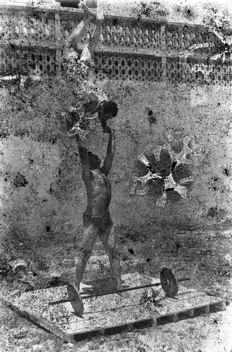 Bodybuilders, Printed From A Damaged Negative 1948