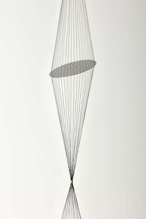 Artur Lescher Sem Título #2, 2018 latão e linha de multifilamento 300 cm x ø 27 cm / detalhe