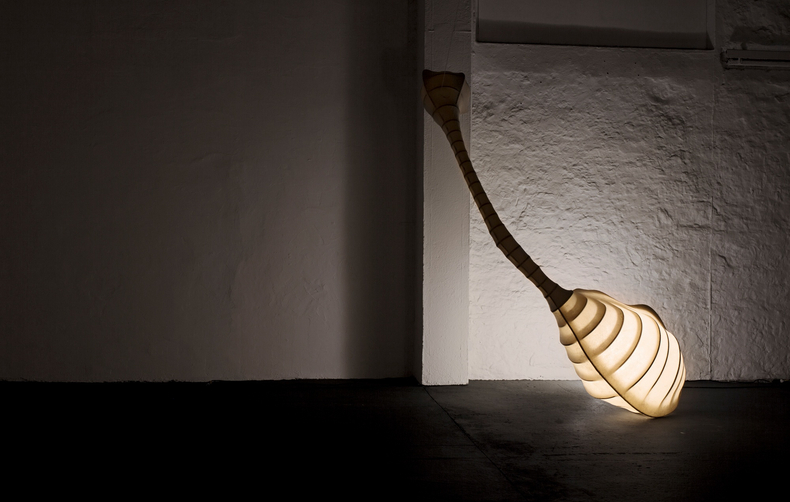 Sem título, 2018 madeira, tecido e fibra de vidro 350 x 160 x 82 cm foto © Felipe Amarelo