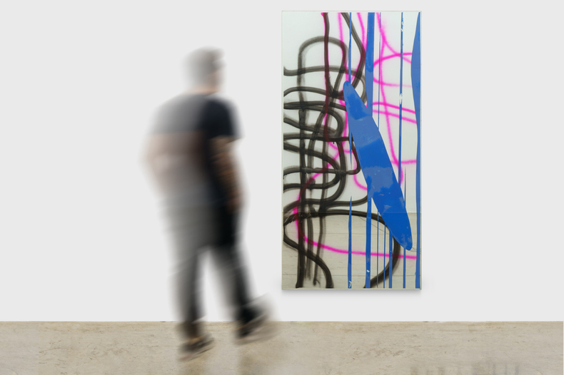 Carlito Carvalhosa Sem título (P15/07), 2007 óleo, tinta spray, espelho e vidro 90 x 180 x 1 cm