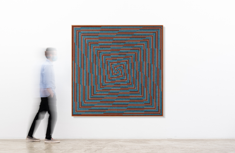 José Patrício Recipientes, 2022 synthetic enamel on plastic puzzle pieces on wood 183,5 x 183,5 x 4 cm | 72.2...