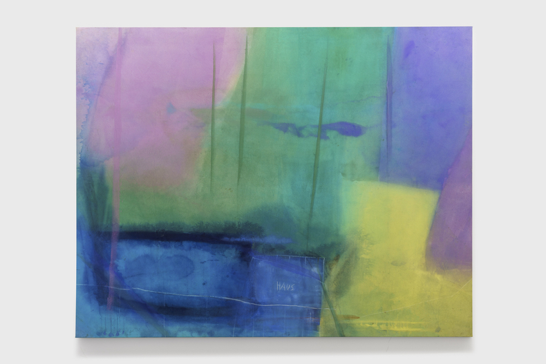 Karin Lambrecht Composição desabitada 2015 pigmentos em meio acrílico, riscos com pastel seco, marcas de poeira e chuva sobre lona 200,5 x 256,5 x 3,6 cm