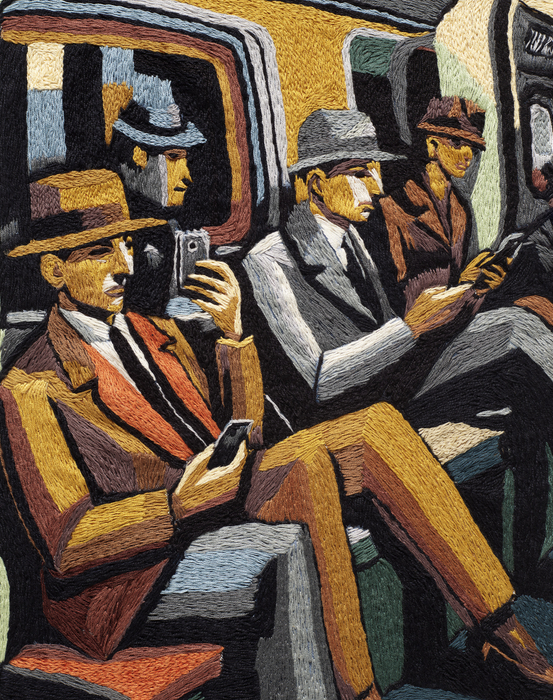 Vik Muniz Busy men (série Pictures of Thread 2) 2025 impressão jato de tinta em papel archival ed 1/3 + 1 PA 96,5 x 76,2 cm