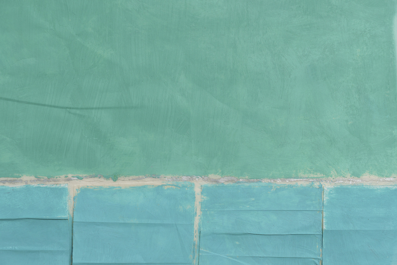 Sérgio Sister Dobras azuis 2024 tinta óleo sobre papel 200 x 100 cm