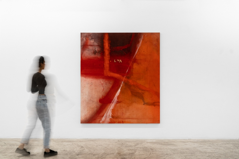 Karin Lambrecht Dentro, 2015 pigmentos em meio acrílico e recorte em cobre sobre lona pigments in acrylic medium and copper...