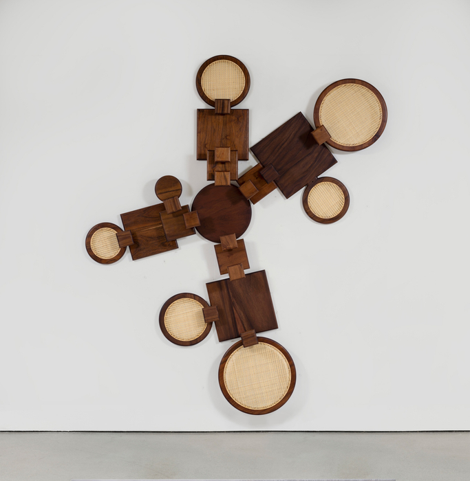 Marco A. Castillo Ana # 02, 2020 madeira e vime/wood and rattan 242,4 x 211,4 x 13 cm/95.4 x 83.2 x 5.1 in