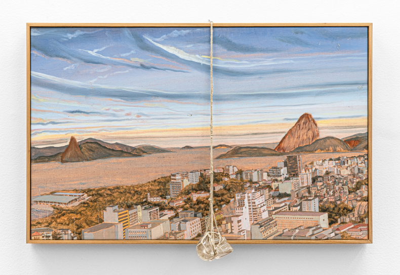 Alberto Baraya Rio desde Parque de las Ruínas, 2018 tinta óleo sobre tela, pedra e corda / oil paint on...