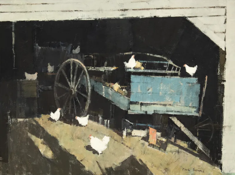 Paul Sample, Blue Cart and Hens, n.d.
