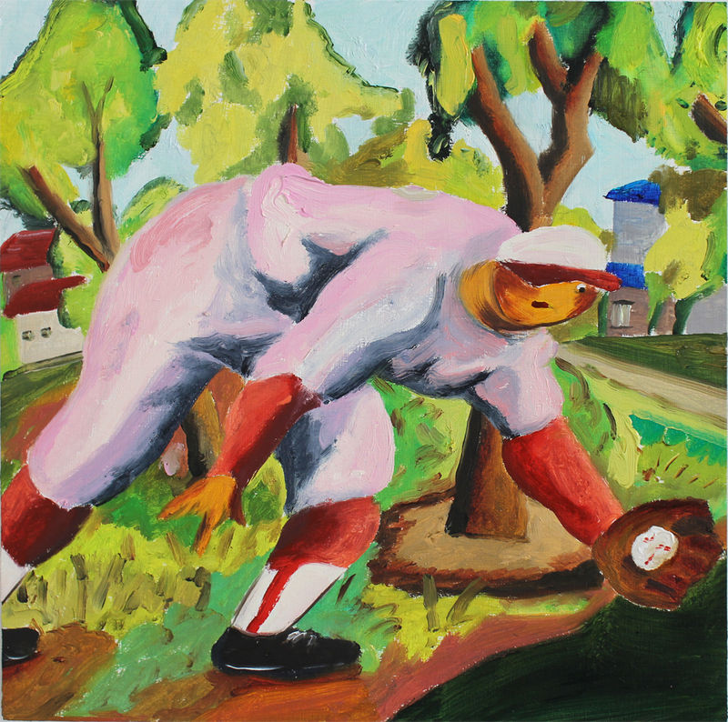 Hiroya Kurata Qp 9 Pink ball boy, 2020 Oil on panel, 8 x 8 inches (20.3 x 20.3 cm)