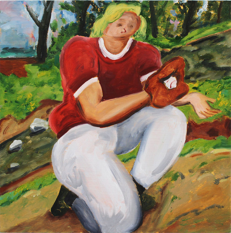 Hiroya Kurata Catcher in the woods, 2020 Oil on panel, 8 x 8 inches (20.3 x 20.3 cm)