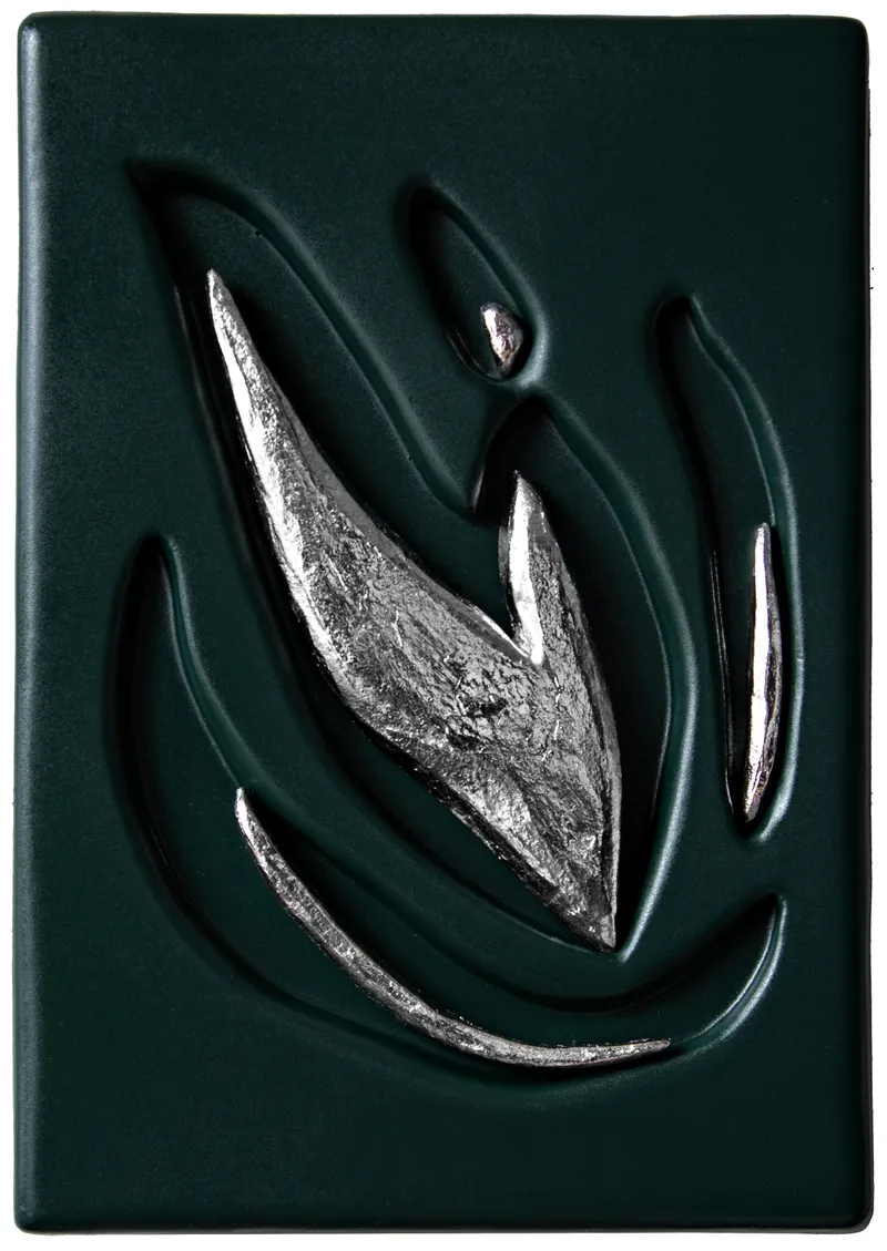 Anna Pietrzak Dissolved Remnant IV, 2026 Platinum leaf, enamel paint on wood, 20 x 14 x 2 1/2 in. (50.8...