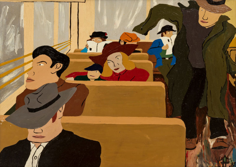 Frank Diaz Escalet Grayhound 1940, 1985 Acrylic on Masonite, 18 x 24 in. (45.7 x 61 cm)