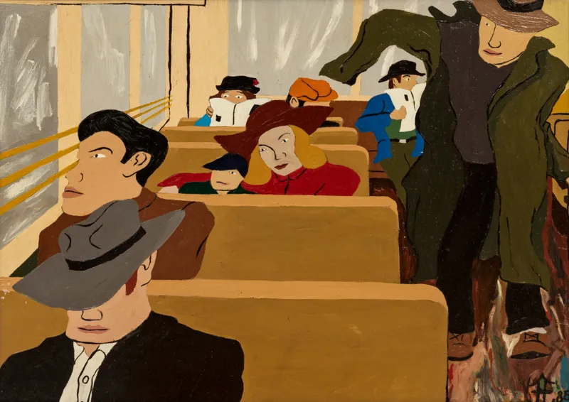 Frank Diaz Escalet Greyhound 1940, 1985 Acrylic on Masonite, 18 x 24 in. (45.7 x 61 cm)