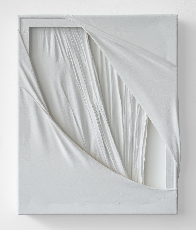 Chellis Baird Lace III, 2024 Fabric, wire, acrylic, and wood, 20 x 16 x 2 in. (50.8 x 40.6 x...