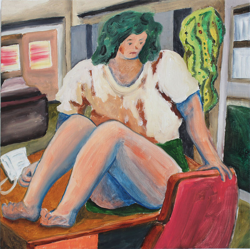 Hiroya Kurata Qp 15 Office desk, 2020 Oil on panel, 8 x 8 inches (20.3 x 20.3 cm)